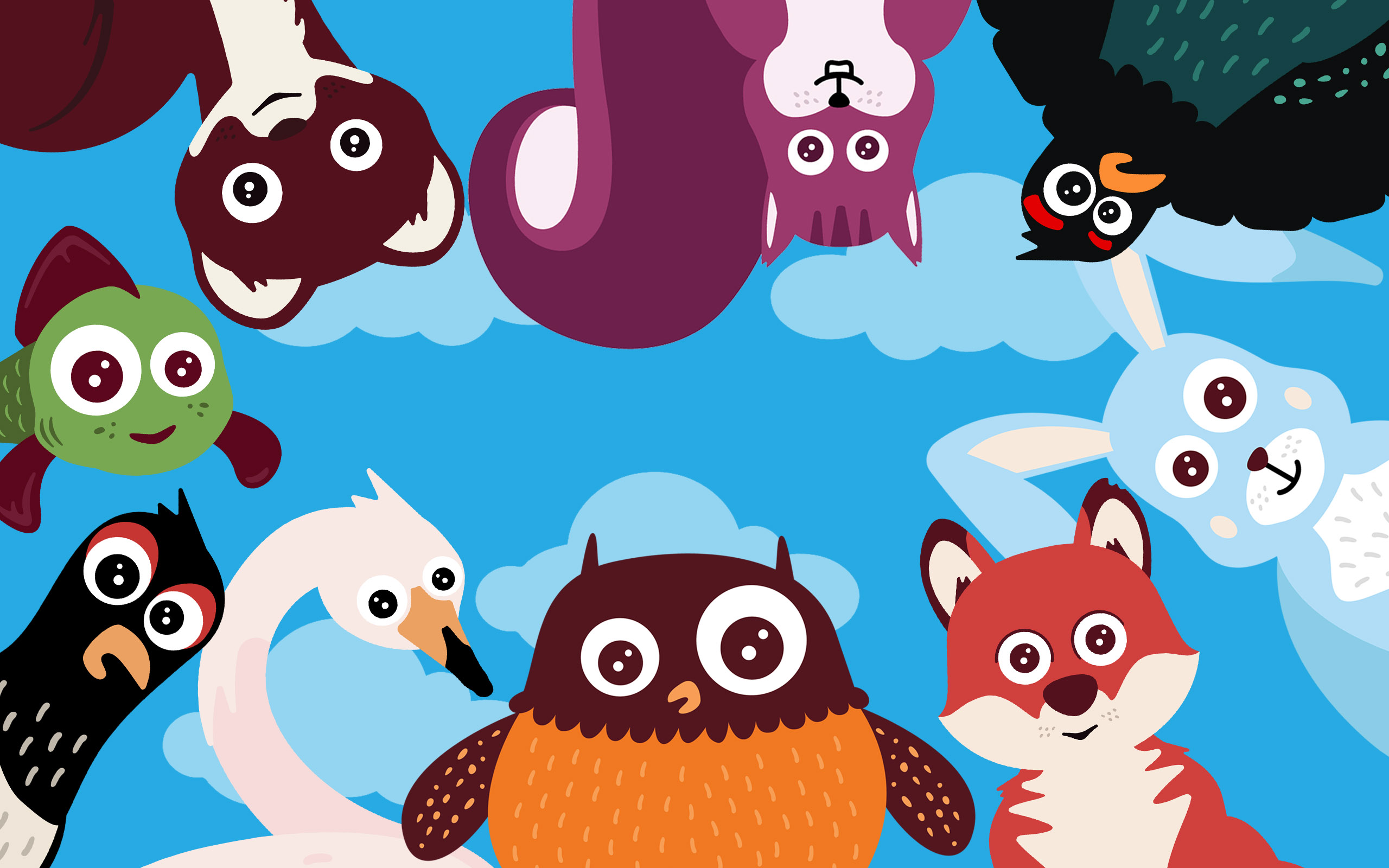 Polarugglan tillsammans med de andra språkdjuren.